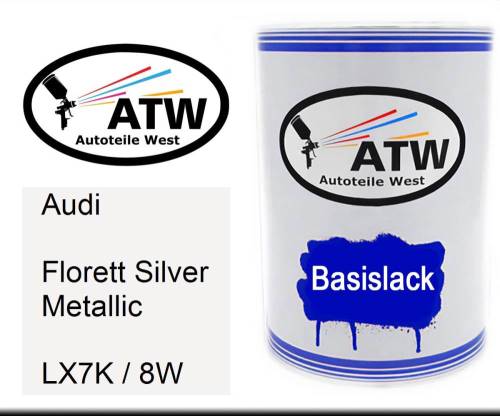 Audi, Florett Silver Metallic, LX7K / 8W: 500ml Lackdose, von ATW Autoteile West.